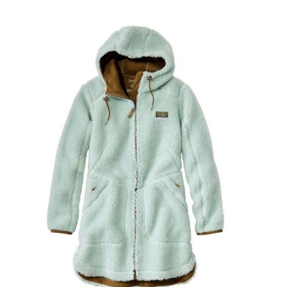 L.L. Bean Women's Mountain Pile Fleece Coat Light Aqua Blue Size M - Picture 2 of 7